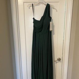 Bill Levkoff Evergreen Chiffon Asymmetrical A-Line Dress